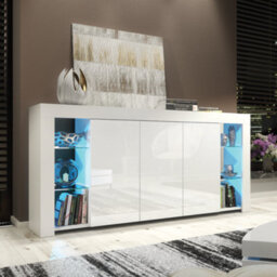 Sideboard Tv Unit Display Cabinet Cupboard Tv Stand Living Room High Gloss Doors - White - thumbnail 1