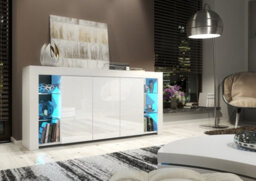 Sideboard Tv Unit Display Cabinet Cupboard Tv Stand Living Room High Gloss Doors - White - thumbnail 5