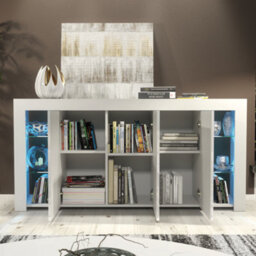 Sideboard Tv Unit Display Cabinet Cupboard Tv Stand Living Room High Gloss Doors - White - thumbnail 4