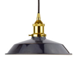 Navy Blue Small Trinity Metal Painted Dome Pendant Light With Gold Lamp Holder And Black Round Cable - Se Home - thumbnail 1
