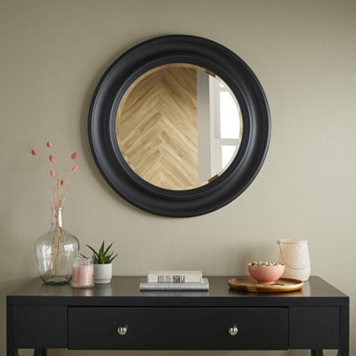 The Online Mirror Shop Wall Mirror Hamilton Round Shape With Black Frame For Hanging In Bedroom Or Living Room- H 66Cm W 66Cm D 3Cm - image 1