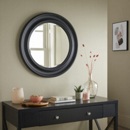 The Online Mirror Shop Wall Mirror Hamilton Round Shape With Black Frame For Hanging In Bedroom Or Living Room- H 66Cm W 66Cm D 3Cm - thumbnail 2