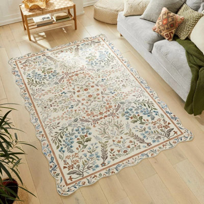Concept Looms Liberty Cream Multi Washable Rug - 200X300Cm, Machine Woven, Polyester, Soft Velvet Feel, Durable & Stylish - image 1
