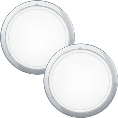 Modern 2 Pack Chrome Shade Wall Flush Ceiling Light With Clear Glass E27 60W - image 1