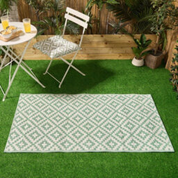 OHS Geometric Outdoor Rug Large Garden Waterproof Non Slip Area Patio Mat - thumbnail 1