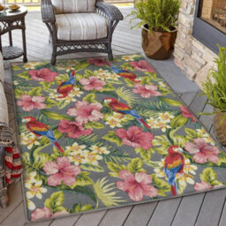 Multicolour Floral Medium Outdoor Rug, (L)170Cm X (W)120Cm