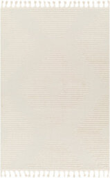 Livabliss Nora-Global Grey Ivory High Pile Fringe Living Dining Bedroom Rug 140 X 200 Cm Easy Care, Non Shedding - thumbnail 1