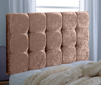 "Adore Designs Cube Crushed Velvet 5Ft Kingsize 20"" Headboard - Champagne"
