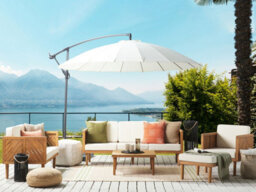 Beliani Garden Lounge Set With Table And Ottoman 6 Seater Baratti Acacia Wood Brown - thumbnail 2