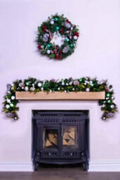 Christmas Tree World 180Cm Decorated Mixed Pine Garland With Baubles Berries & Bows