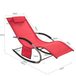 Sobuy Ogs28-R, Outdoor Garden Rocking Sun Lounger Recliner Relaxing Chair With Headrest And Side Bag, Red,w147Xd63Xh85 - thumbnail 3