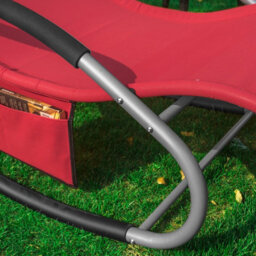 Sobuy Ogs28-R, Outdoor Garden Rocking Sun Lounger Recliner Relaxing Chair With Headrest And Side Bag, Red,w147Xd63Xh85 - thumbnail 8