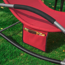 Sobuy Ogs28-R, Outdoor Garden Rocking Sun Lounger Recliner Relaxing Chair With Headrest And Side Bag, Red,w147Xd63Xh85 - thumbnail 9