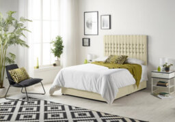 Somnior Beds Somnior Galaxy Linen Beige 4Ft Memory Foam Divan Bed With 4 Drawers, Mattress & Headboard - Small Double