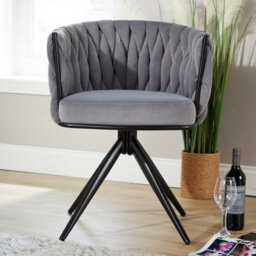 Home Source Reno Round Back Grey Velvet Occasional Accent Chair - thumbnail 3