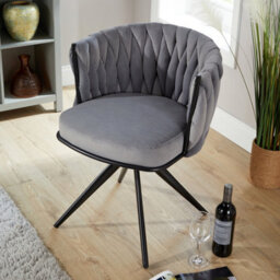 Home Source Reno Round Back Grey Velvet Occasional Accent Chair - thumbnail 2