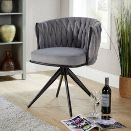 Home Source Reno Round Back Grey Velvet Occasional Accent Chair - thumbnail 1