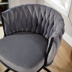 Home Source Reno Round Back Grey Velvet Occasional Accent Chair - thumbnail 4