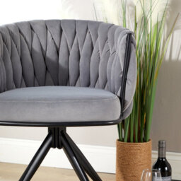 Home Source Reno Round Back Grey Velvet Occasional Accent Chair - thumbnail 6
