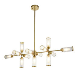 Luminosa Lighting Luminosa Trieste Bar Pendant Ceiling Light Satin Brass Plate, Clear, Frosted Glass