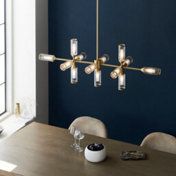 Luminosa Lighting Luminosa Trieste Bar Pendant Ceiling Light Satin Brass Plate, Clear, Frosted Glass - thumbnail 3