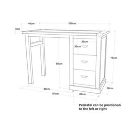 Cabinet Bits Tirolo 3 Drawer Desk - Dressing Table Brass Cup Handle - thumbnail 8
