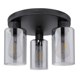 Luminosa Lighting Luminosa Hadera Shade Cluster Ceiling Light Matt Black Smoke Glass Shade 3X E27 - thumbnail 2