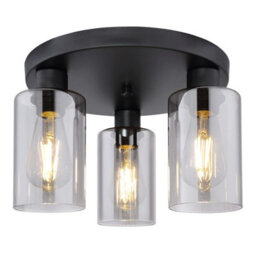 Luminosa Lighting Luminosa Hadera Shade Cluster Ceiling Light Matt Black Smoke Glass Shade 3X E27 - thumbnail 1