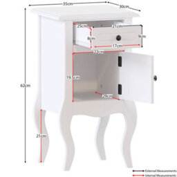 Lassic Vida Designs Nishano White 1 Drawer 1 Door Bedside Cabinet (H)620mm (W)350mm (D)300mm - thumbnail 2