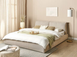 Beliani Bed Fabric Vinay 180 X 200 Cm (Eu Super King) Beige - thumbnail 2