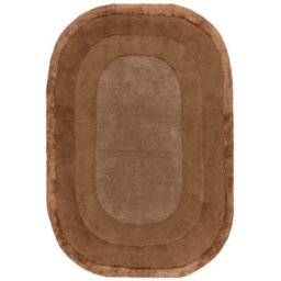 Beige Brown Shiny Handmade Bordered Wool 35mm Pile Stain-Resistant Rug For Bedroom, Living, & Dining Room-200Cm X 290Cm - thumbnail 1