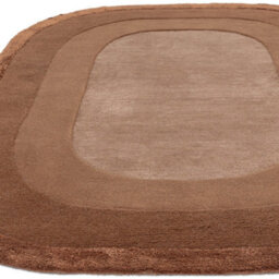 Beige Brown Shiny Handmade Bordered Wool 35mm Pile Stain-Resistant Rug For Bedroom, Living, & Dining Room-200Cm X 290Cm - thumbnail 3