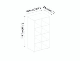 Urbn-Living Urbnliving 119Cm Height Oak Wooden 8 Cube Bookcase With Grey Line Door Display Shelf Storage Shelving Cupboard Unit - thumbnail 3