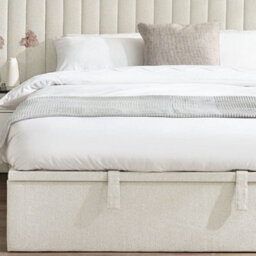 Paige White Fabric Ottoman Storage Hotel Bed Frame - 5Ft King Size - thumbnail 6