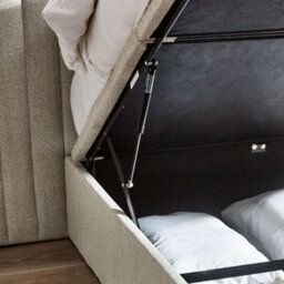 Paige White Fabric Ottoman Storage Hotel Bed Frame - 5Ft King Size - thumbnail 7