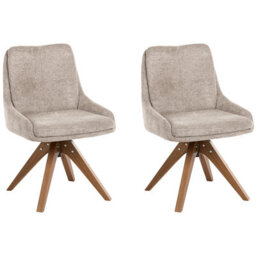 Beliani Set Of 2 Dining Chairs Swivel Dorris Fabric Taupe