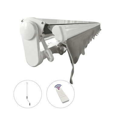 Introll Int400 - Half Cassette Retractable Garden Patio Awnings Manual, White Frame - Grey Fabric - 3M X 2.5M - image 1