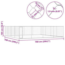 Berkfield Durable Outdoor Dog Kennel Galvanised Steel 760X760X185 Cm - thumbnail 5