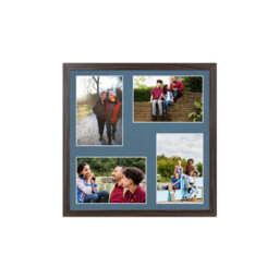 AK Frames 12X12 Walnut Sleek Multi Photo Frame With Pompadour Mount - Holds 4 Apertures (4X) 6X4 Photos