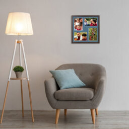 AK Frames 12X12 Walnut Sleek Multi Photo Frame With Pompadour Mount - Holds 4 Apertures (4X) 6X4 Photos - thumbnail 3
