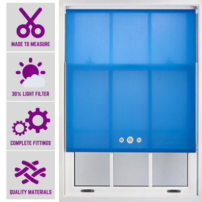 Furnished Made To Order Daylight Roller Blind - Blue With Triple Round Eyelet (W)240Cm X (L)210Cm - image 1