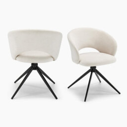 Furniturebox Uk 2X Anika Cream Fabric Swivel Dining Chairs - thumbnail 7