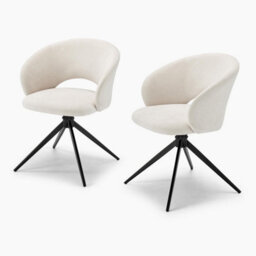 Furniturebox Uk 2X Anika Cream Fabric Swivel Dining Chairs - thumbnail 6
