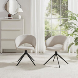 Furniturebox Uk 2X Anika Cream Fabric Swivel Dining Chairs - thumbnail 3