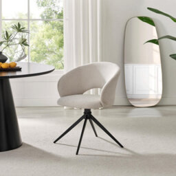 Furniturebox Uk 2X Anika Cream Fabric Swivel Dining Chairs - thumbnail 2