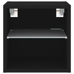Berkfield Durable Tv Wall Cabinet With Led Lights Black 30X28.5X30 Cm - thumbnail 8