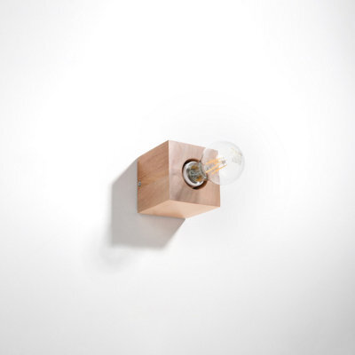 Luminosa Lighting Luminosa Ariz Surface Mounted Square Wall Lamp Natural Wood E27 - image 1