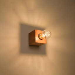 Luminosa Lighting Luminosa Ariz Surface Mounted Square Wall Lamp Natural Wood E27 - thumbnail 2