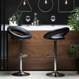 Beliani Prime Two Pack Black Faux Leather Bar Stools - Swivel, Height Adjustable - Pair - thumbnail 2