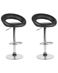 Beliani Prime Two Pack Black Faux Leather Bar Stools - Swivel, Height Adjustable - Pair - thumbnail 3